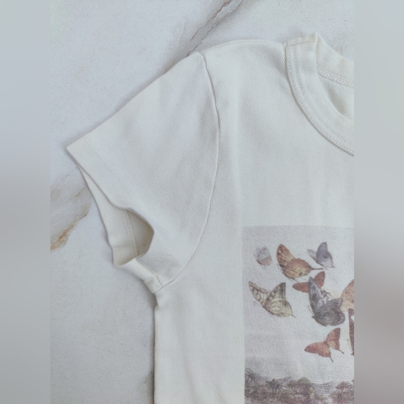Brandy Melville Butterfly & Fairy Graphic Cream Short Sleeve Tee Top OS - Picture 3 of 6